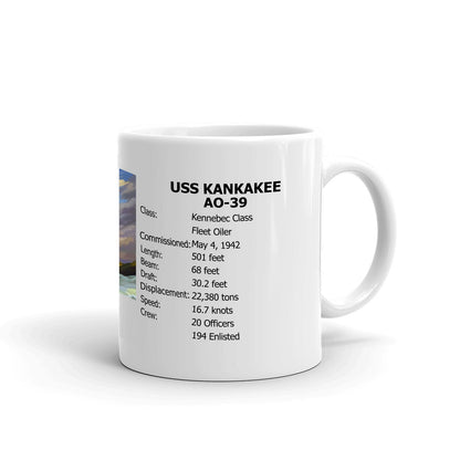 USS Kankakee AO-39 Coffee Cup Mug Right Handle