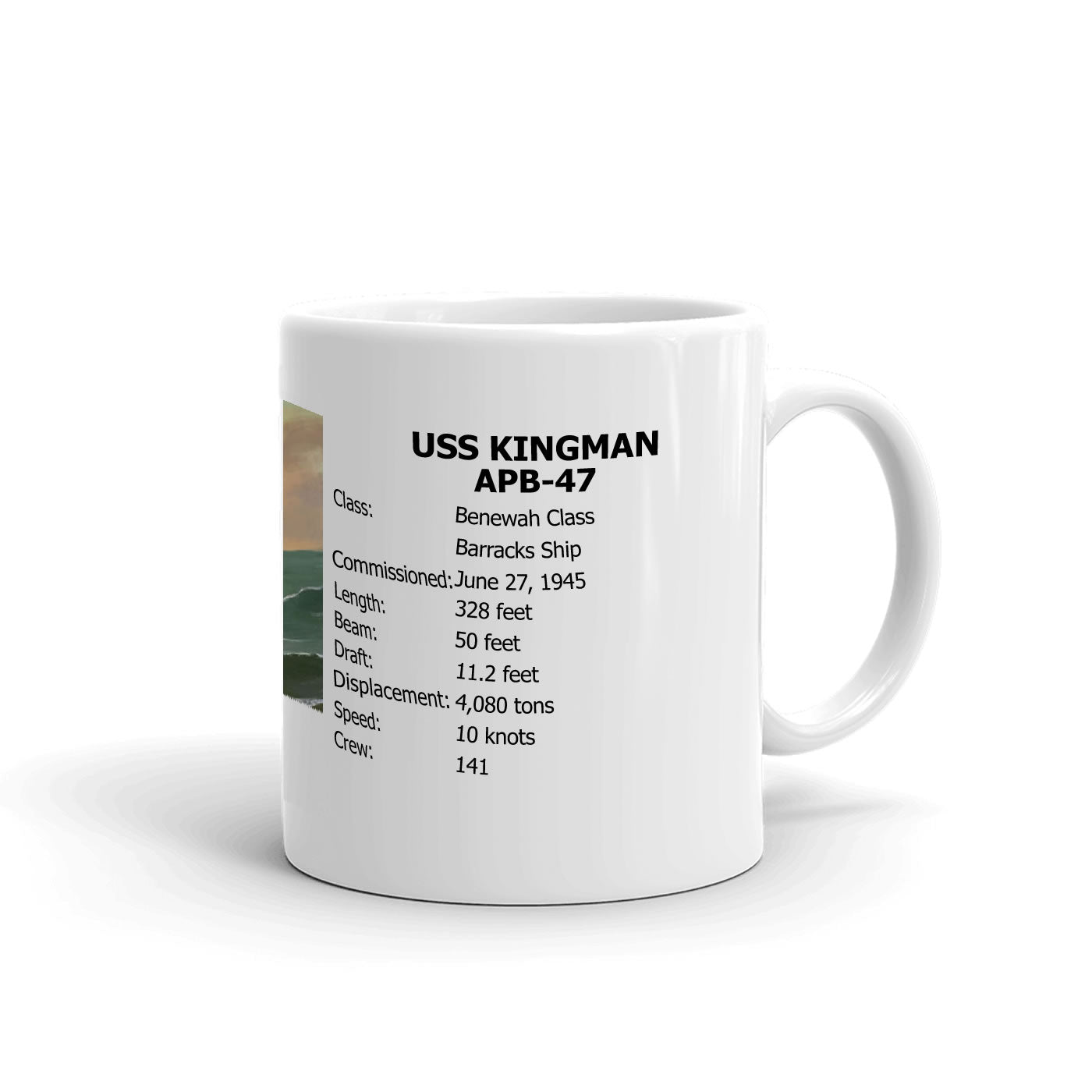 USS Kingman APB-47 Coffee Cup Mug Right Handle