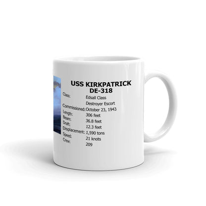 USS Kirkpatrick DE-318 Coffee Cup Mug Right Handle