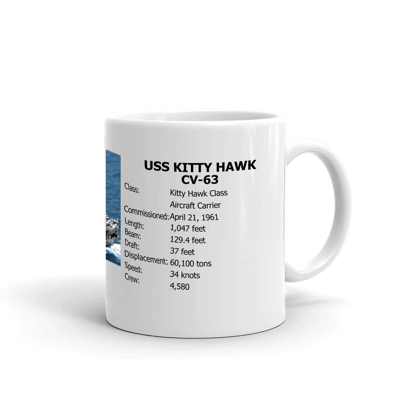 USS Kitty Hawk CV-63 Coffee Cup Mug Right Handle