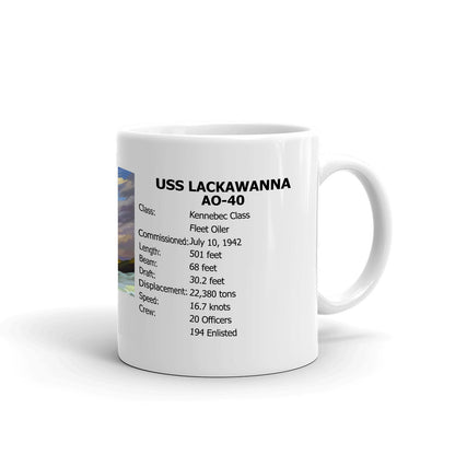 USS Lackawanna AO-40 Coffee Cup Mug Right Handle