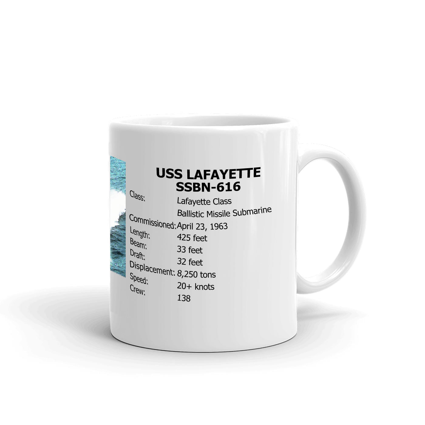 USS Lafayette SSBN-616 Coffee Cup Mug Right Handle