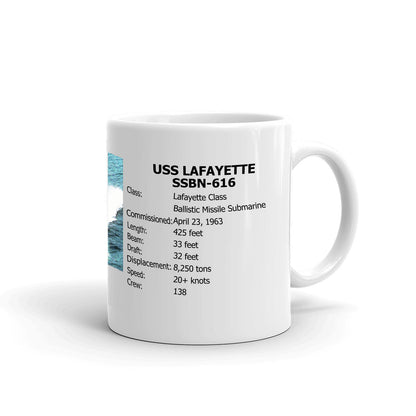 USS Lafayette SSBN-616 Coffee Cup Mug Right Handle