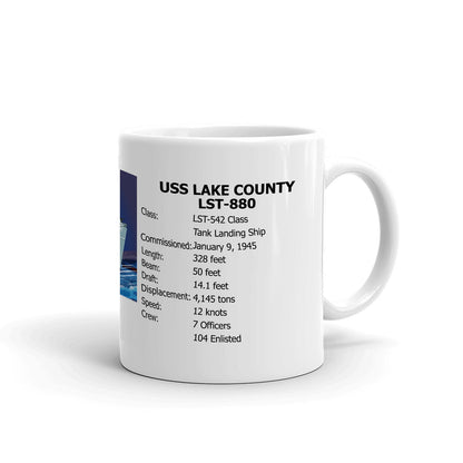 USS Lake County LST-880 Coffee Cup Mug Right Handle