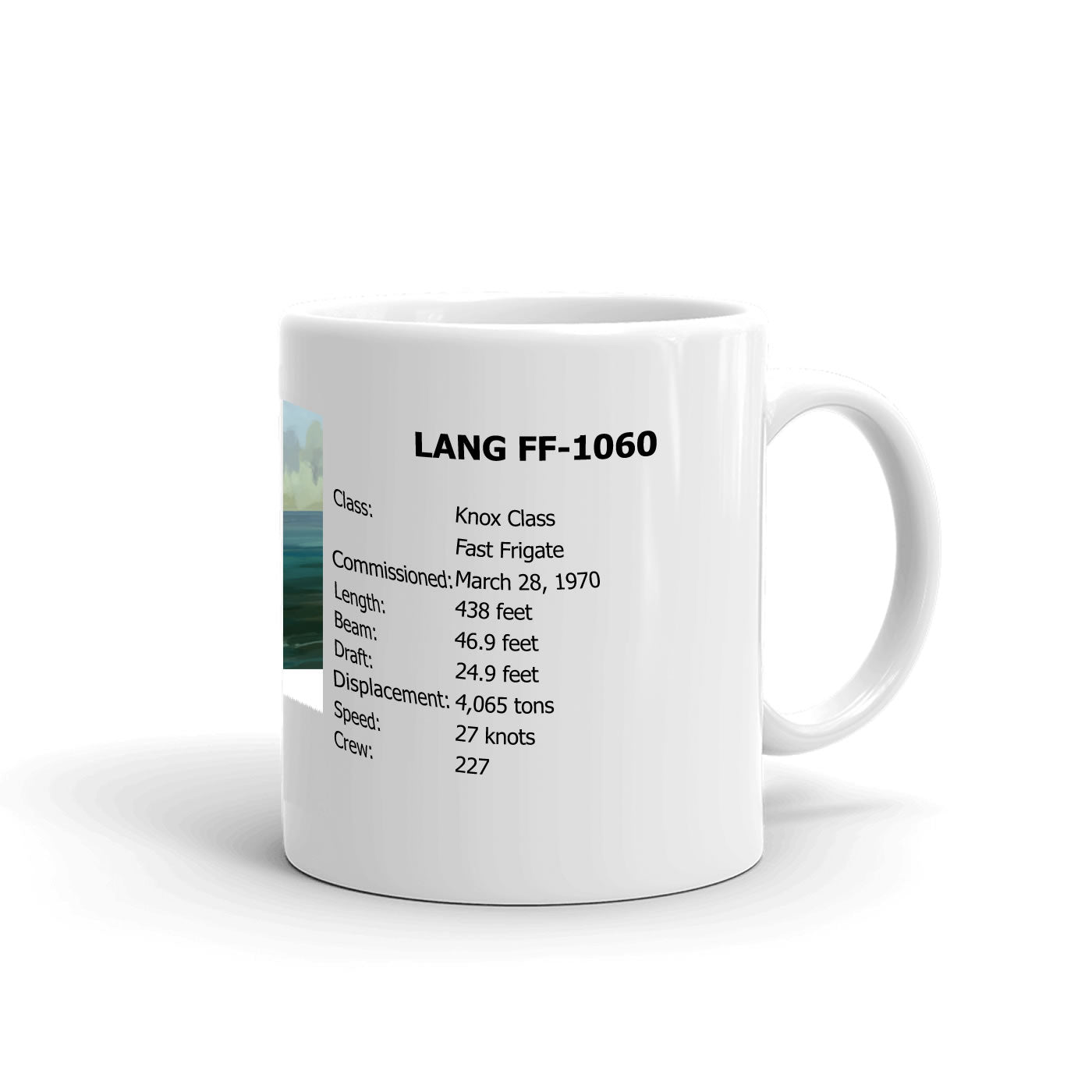 USS Lang FF-1060 Coffee Cup Mug Right Handle