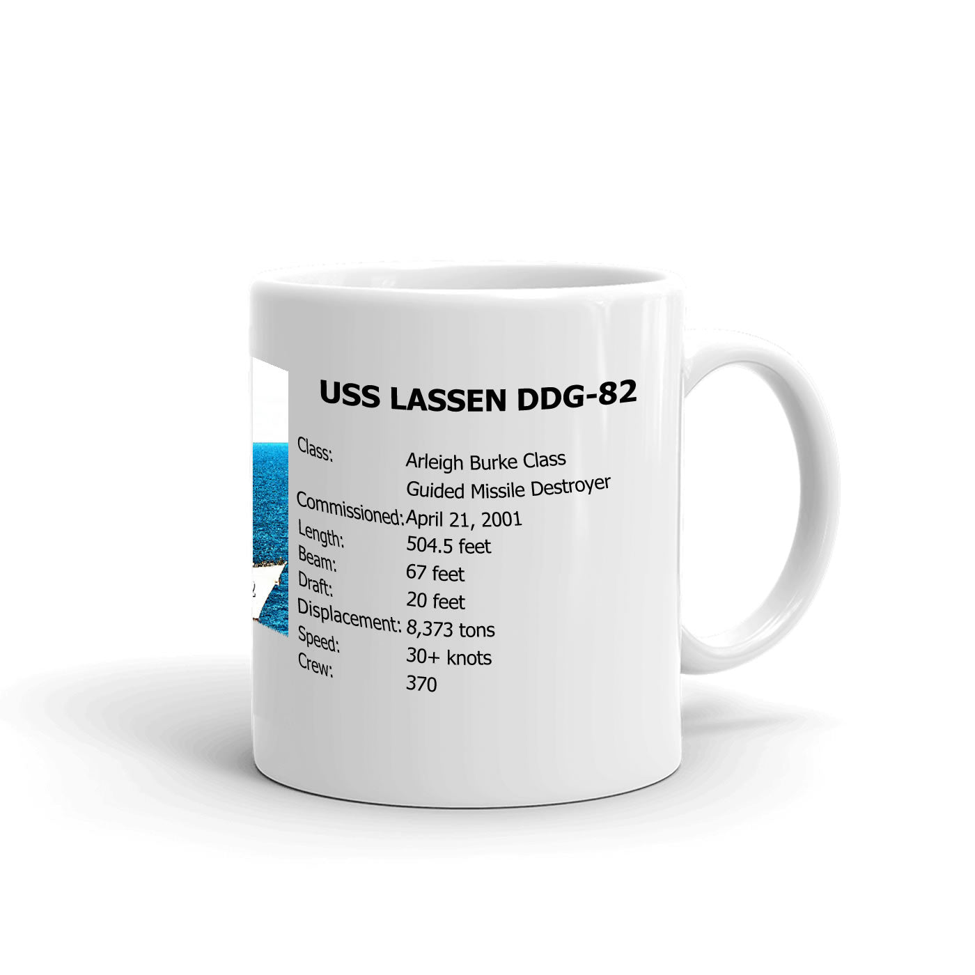 USS Lassen DDG-82 Coffee Cup Mug Right Handle