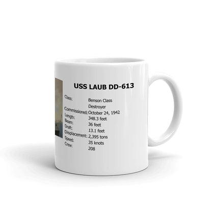 USS Laub DD-613 Coffee Cup Mug Right Handle