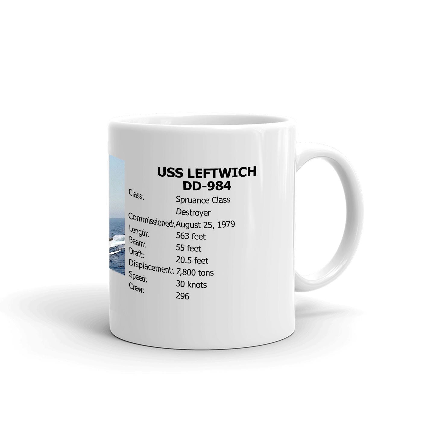 USS Leftwich DD-984 Coffee Cup Mug Right Handle