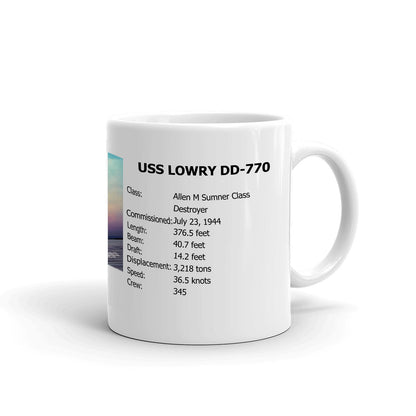USS Lowry DD-770 Coffee Cup Mug Right Handle