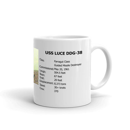 USS Luce DDG-38 Coffee Cup Mug Right Handle