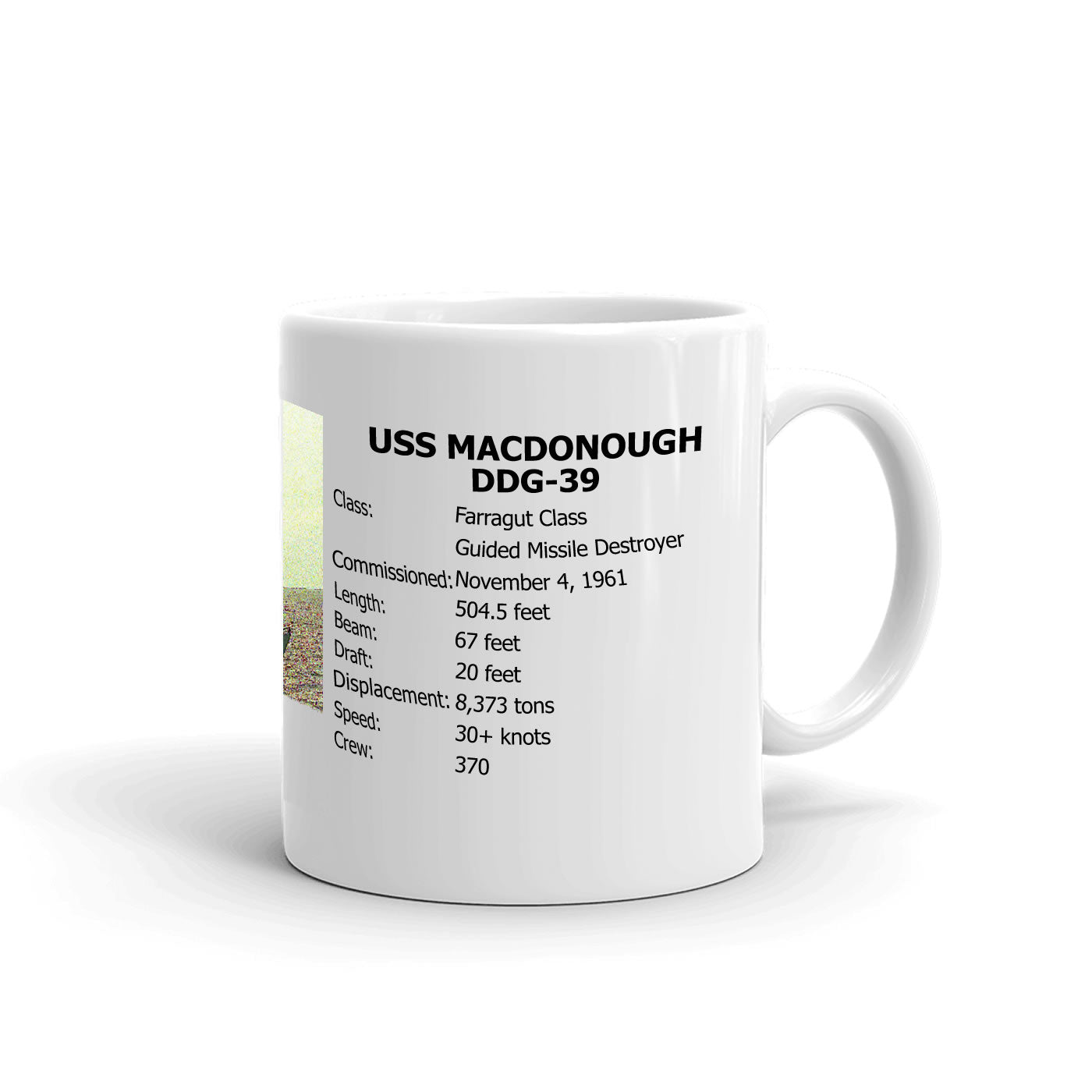 USS Macdonough DDG-39 Coffee Cup Mug Right Handle