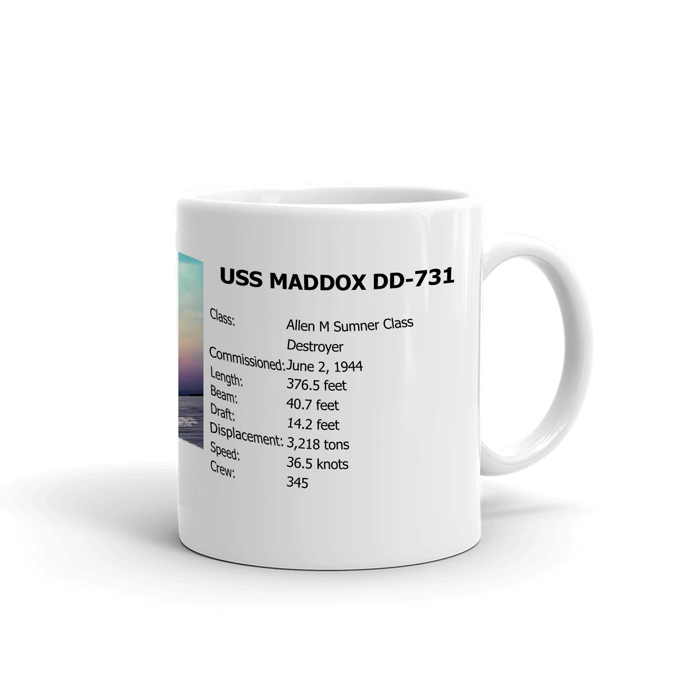 USS Maddox DD-731 Coffee Cup Mug Right Handle