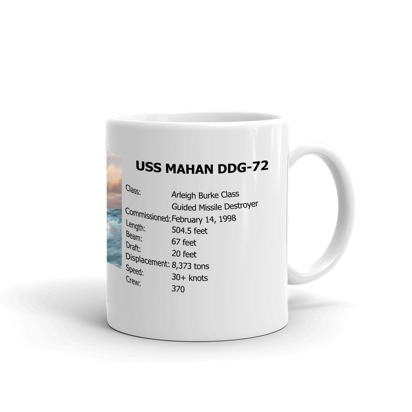 USS Mahan DDG-72 Coffee Cup Mug Right Handle