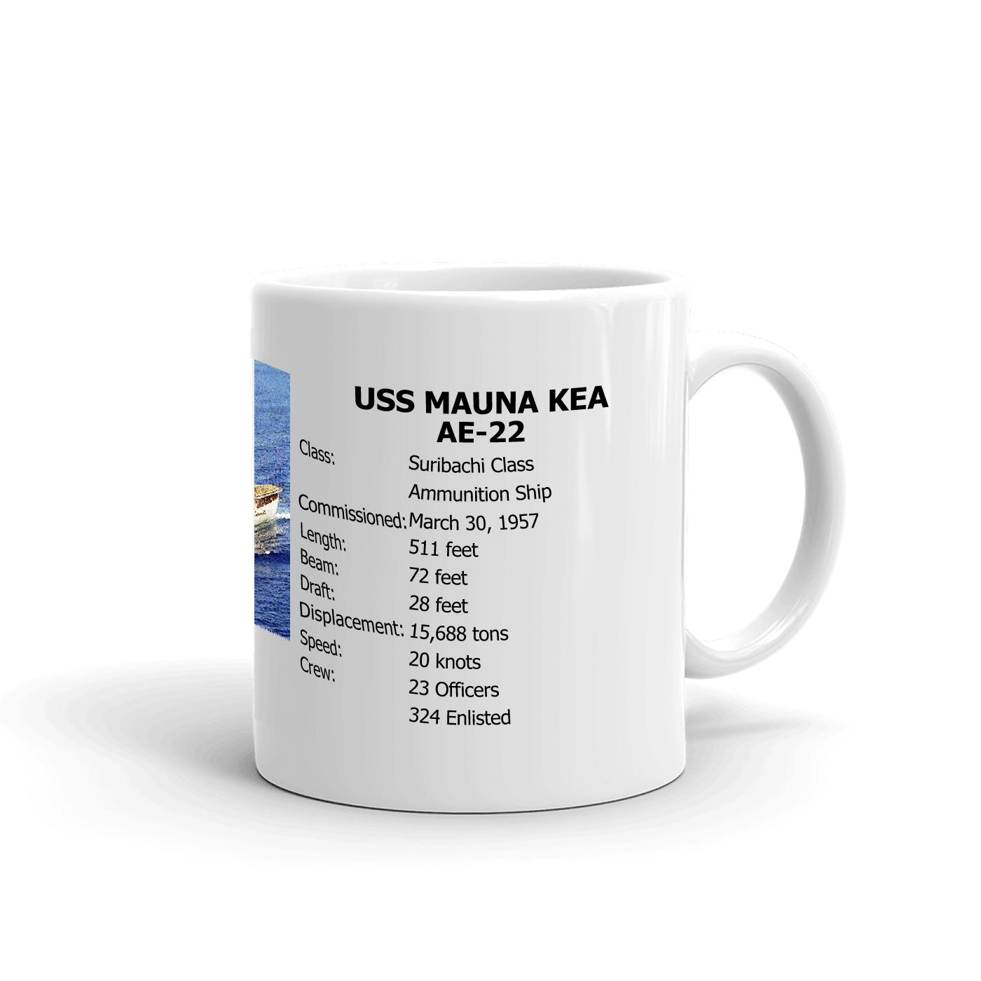 USS Mauna Kea AE-22 Coffee Cup Mug Right Handle