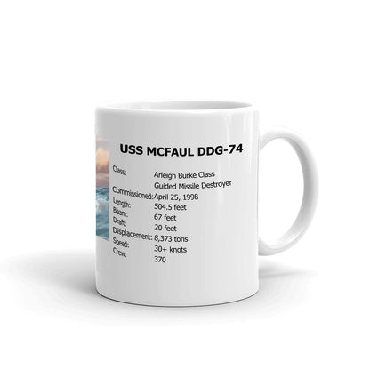 USS Mcfaul DDG-74 Coffee Cup Mug Right Handle
