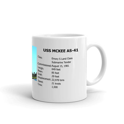 USS Mckee AS-41 Coffee Cup Mug Right Handle