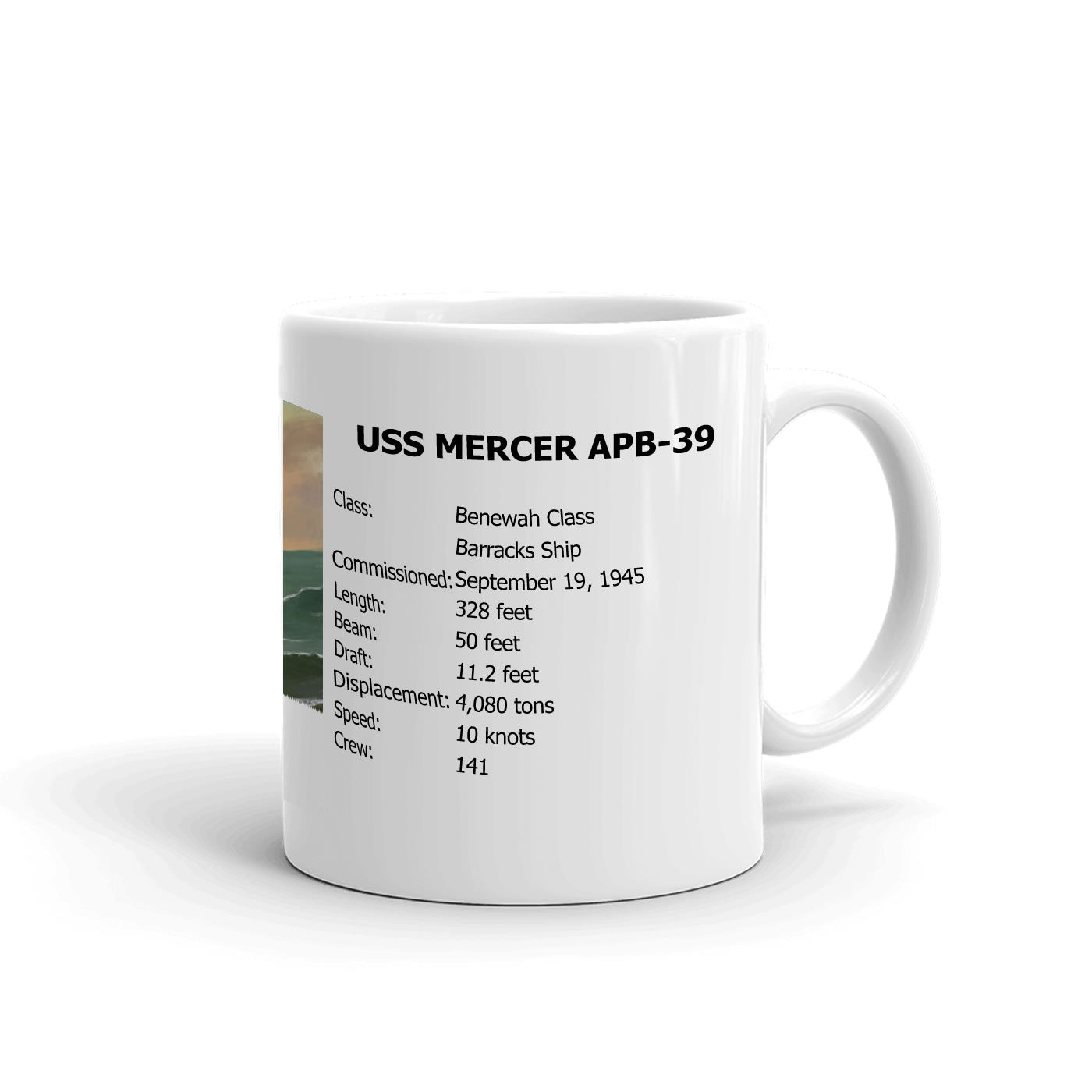 USS Mercer APB-39 Coffee Cup Mug Right Handle