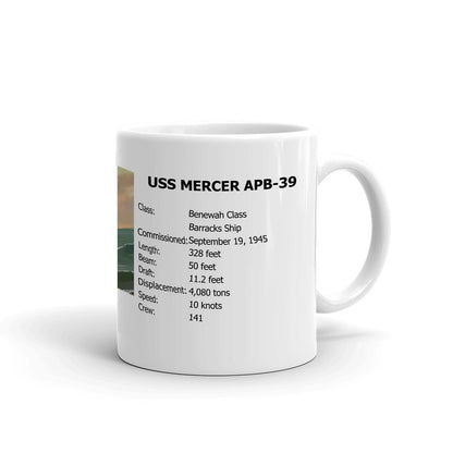 USS Mercer APB-39 Coffee Cup Mug Right Handle