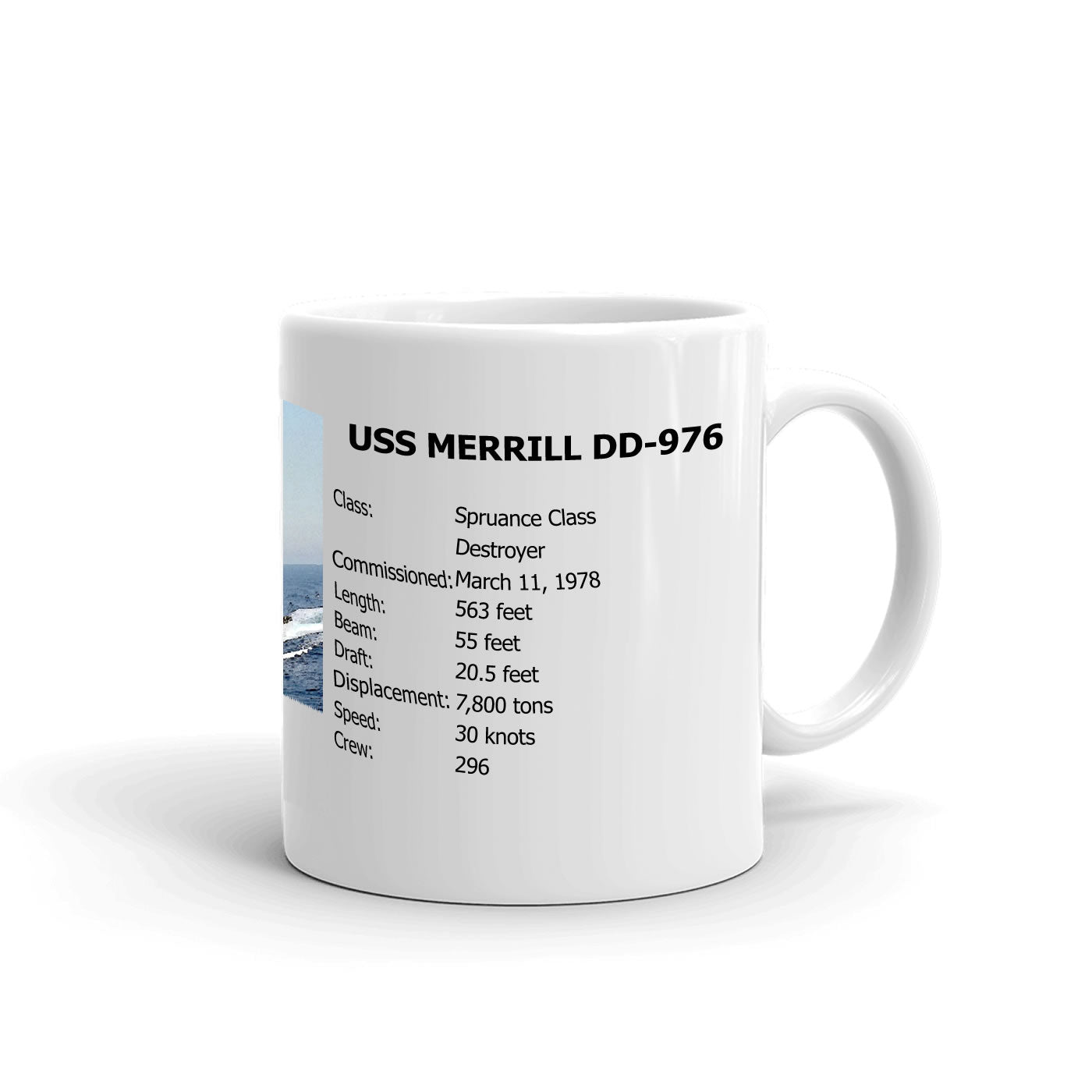 USS Merrill DD-976 Coffee Cup Mug Right Handle
