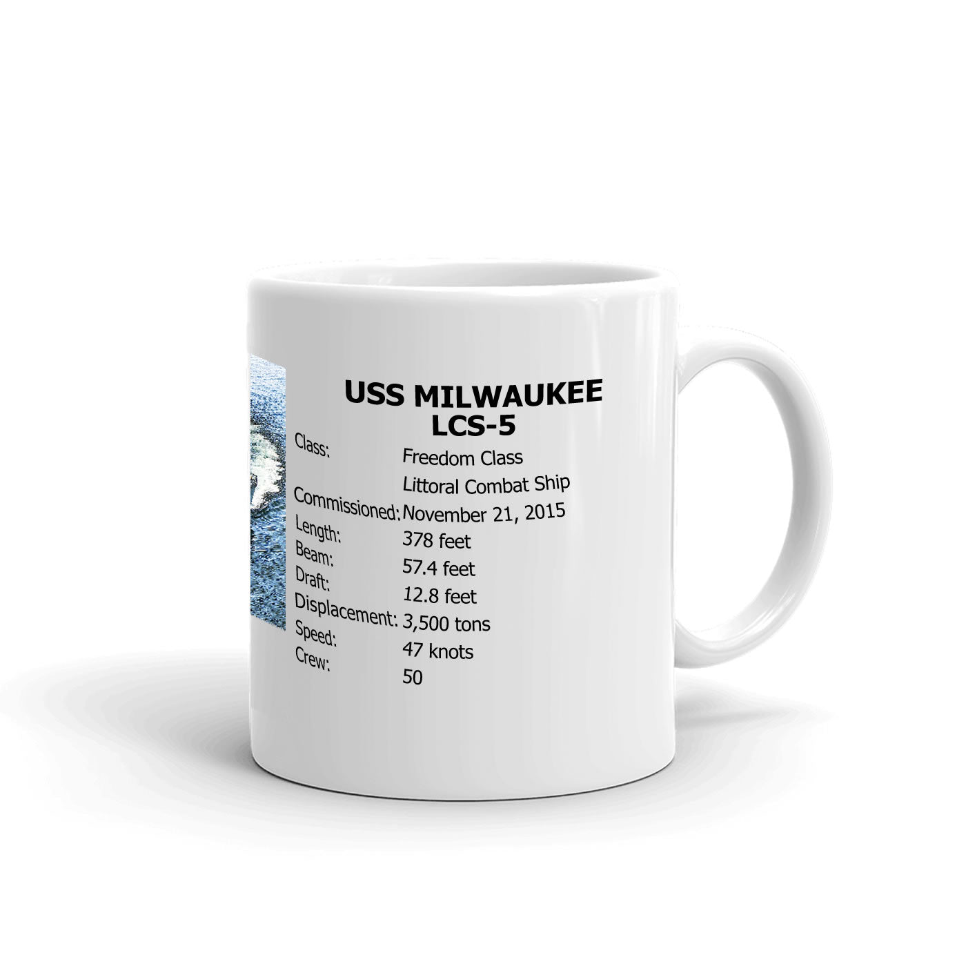 USS Milwaukee LCS-5 Coffee Cup Mug Right Handle