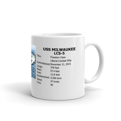 USS Milwaukee LCS-5 Coffee Cup Mug Right Handle