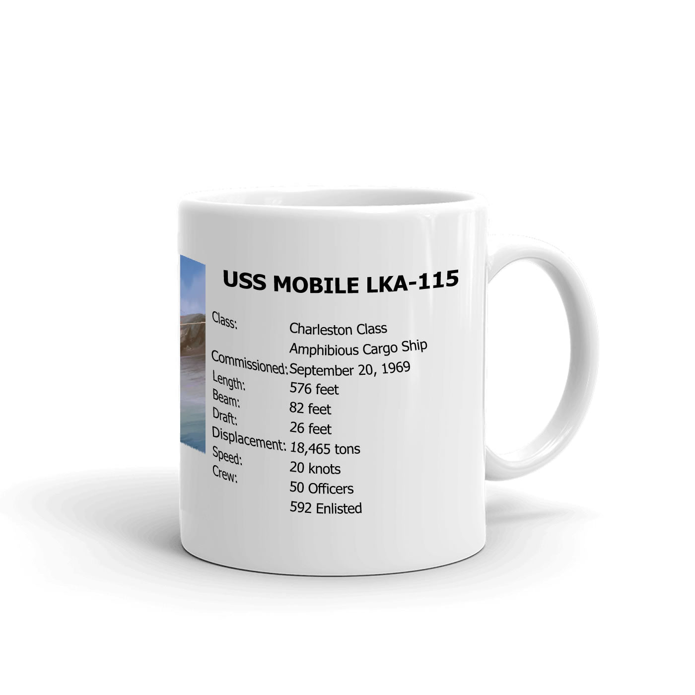 USS Mobile LKA-115 Coffee Cup Mug Right Handle