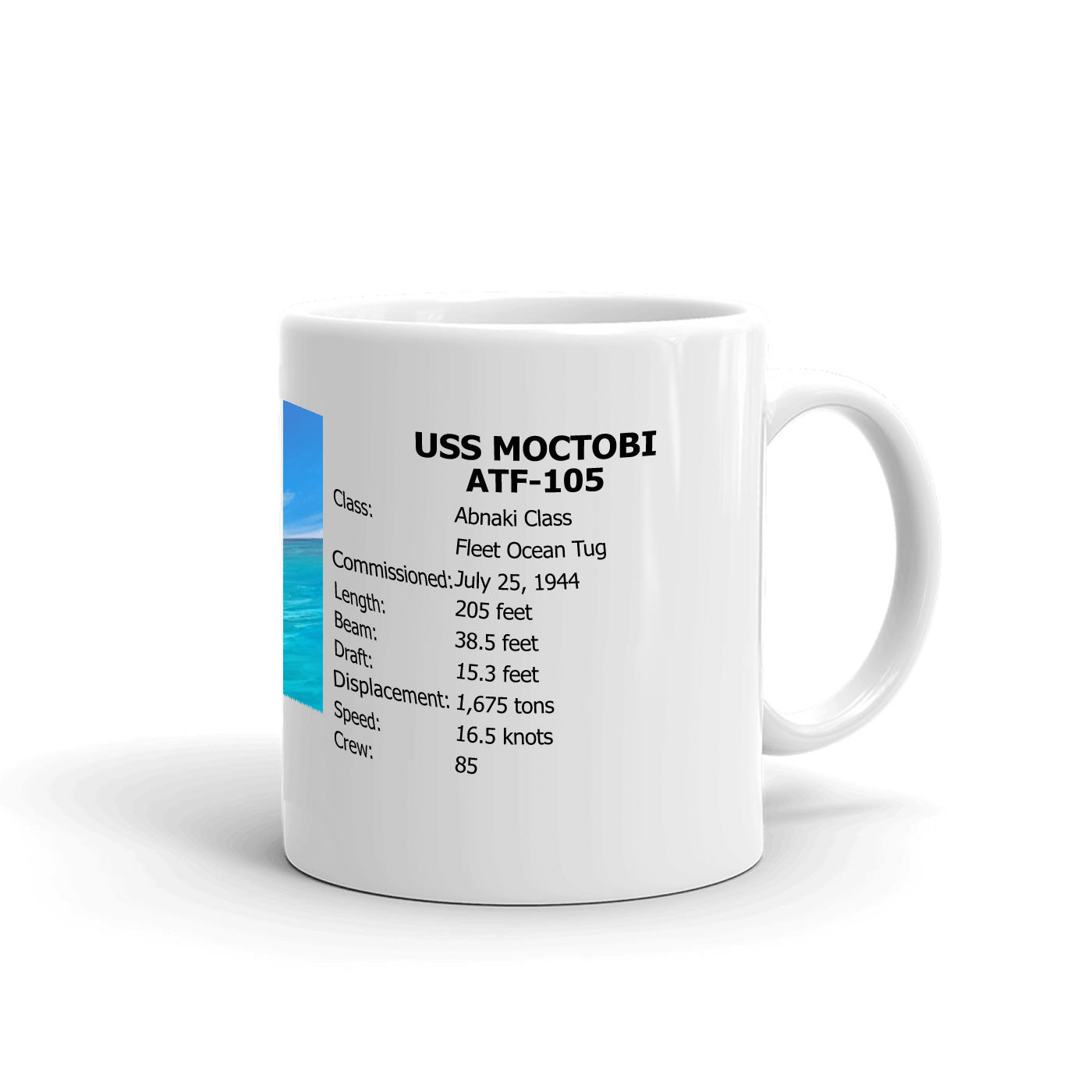 USS Moctobi ATF-105 Coffee Cup Mug Right Handle