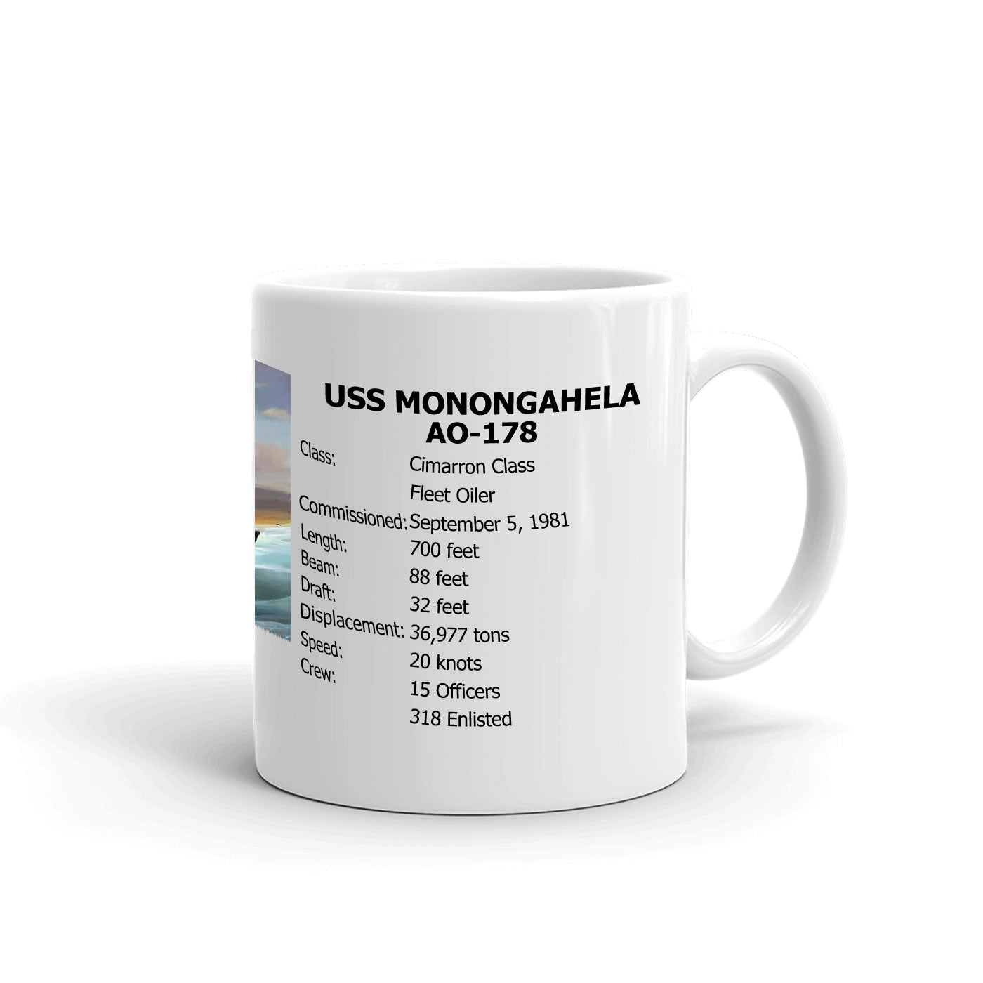 USS Monongahela AO-178 Coffee Cup Mug Right Handle