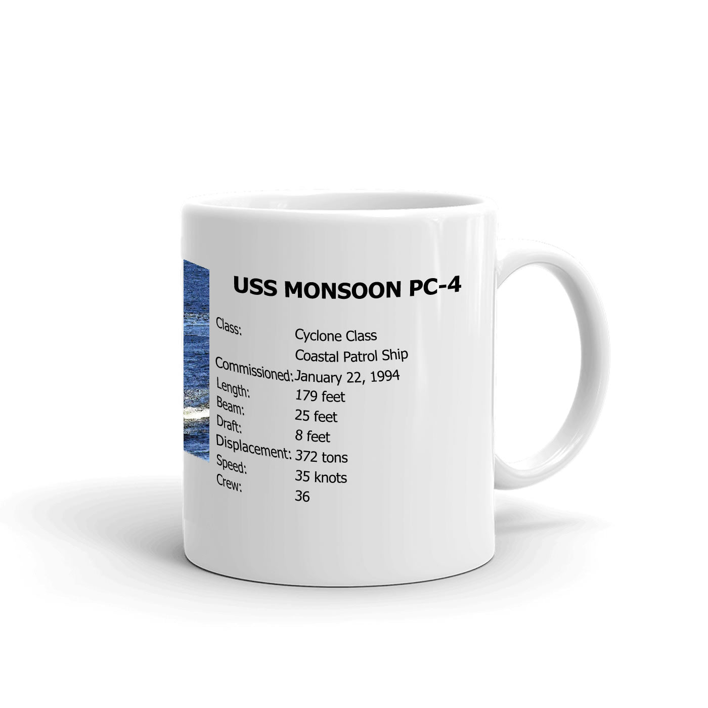 USS Monsoon PC-4 Coffee Cup Mug Right Handle