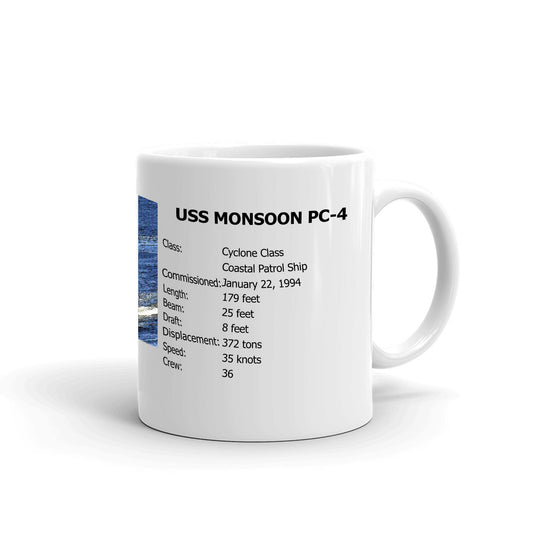 USS Monsoon PC-4 Coffee Cup Mug Right Handle