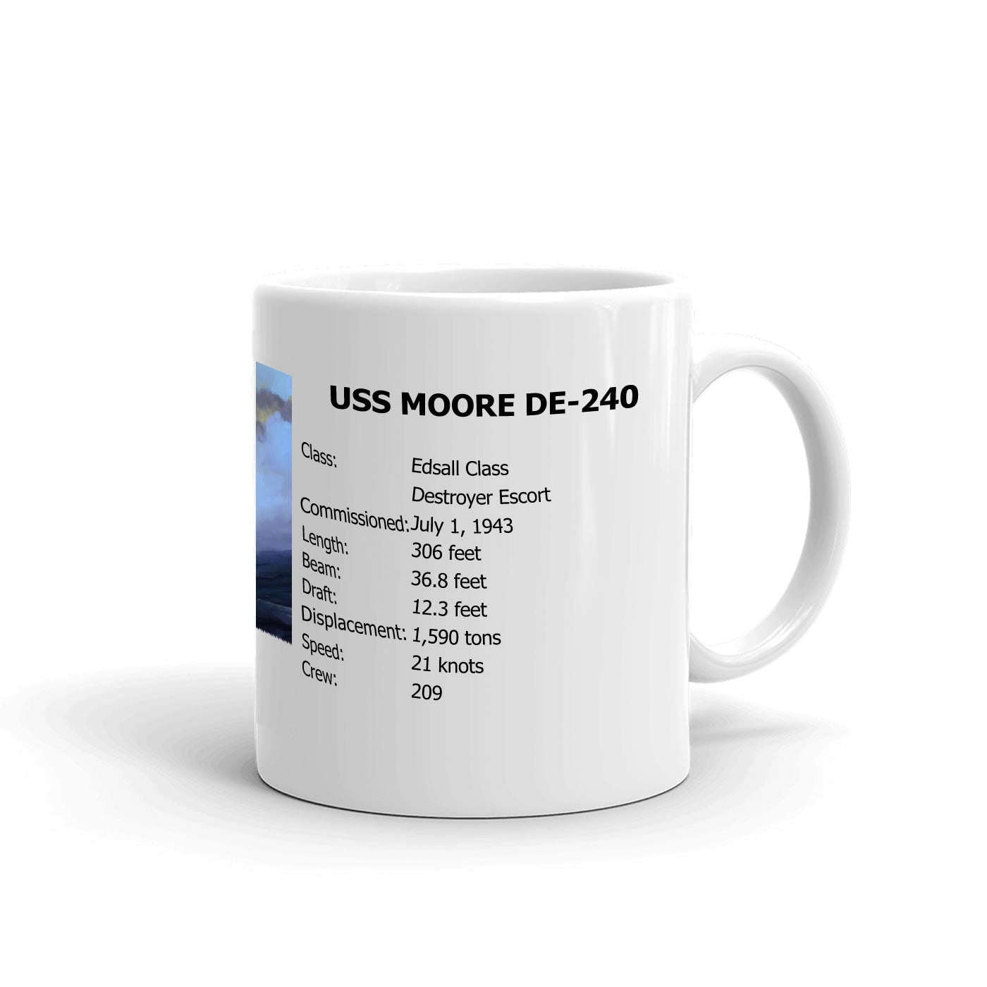 USS Moore DE-240 Coffee Cup Mug Right Handle
