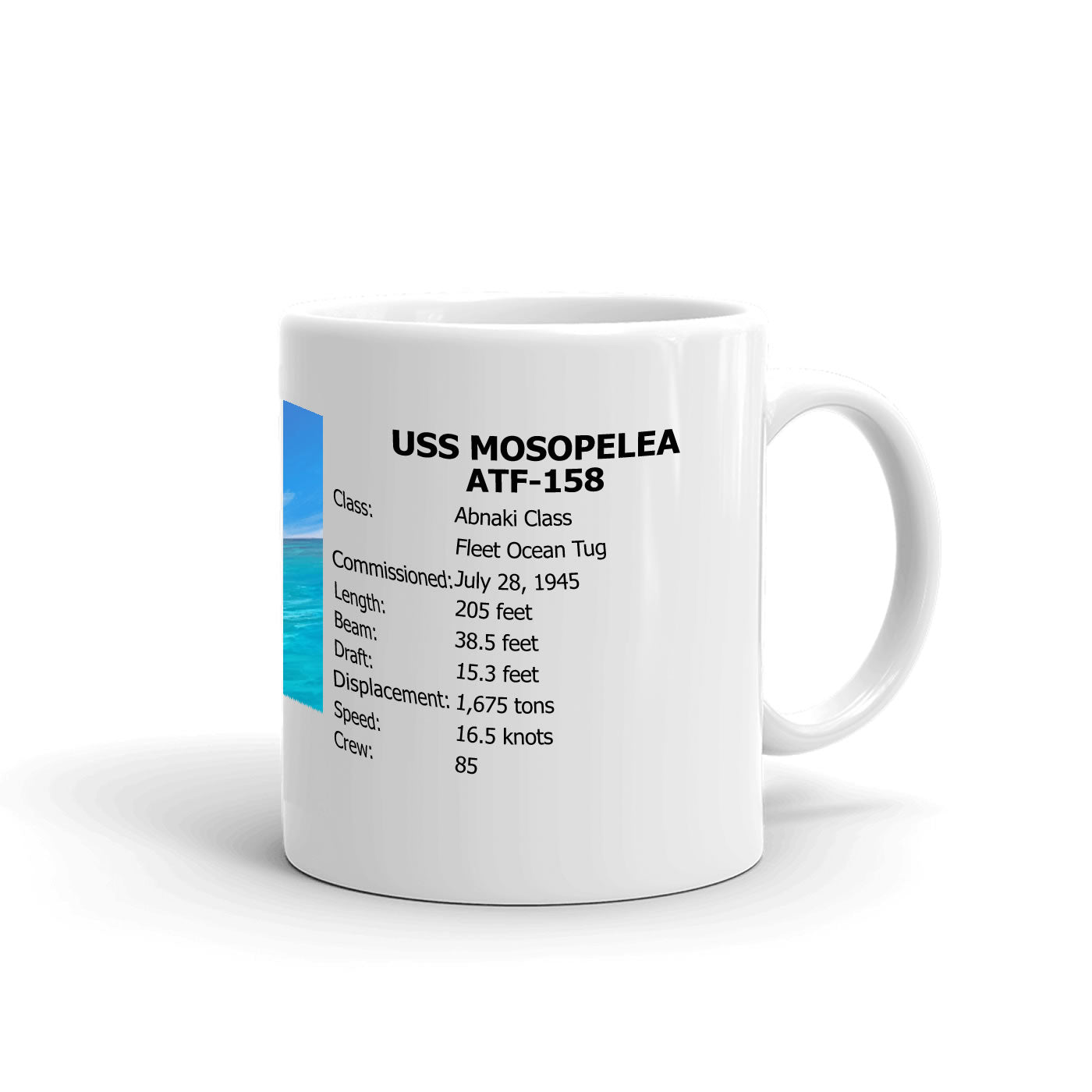 USS Mosopelea ATF-158 Coffee Cup Mug Right Handle