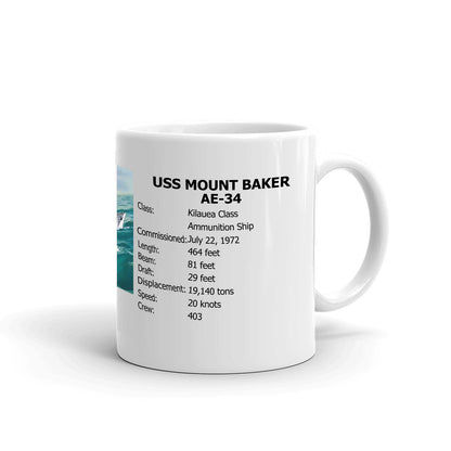 USS Mount Baker AE-34 Coffee Cup Mug Right Handle