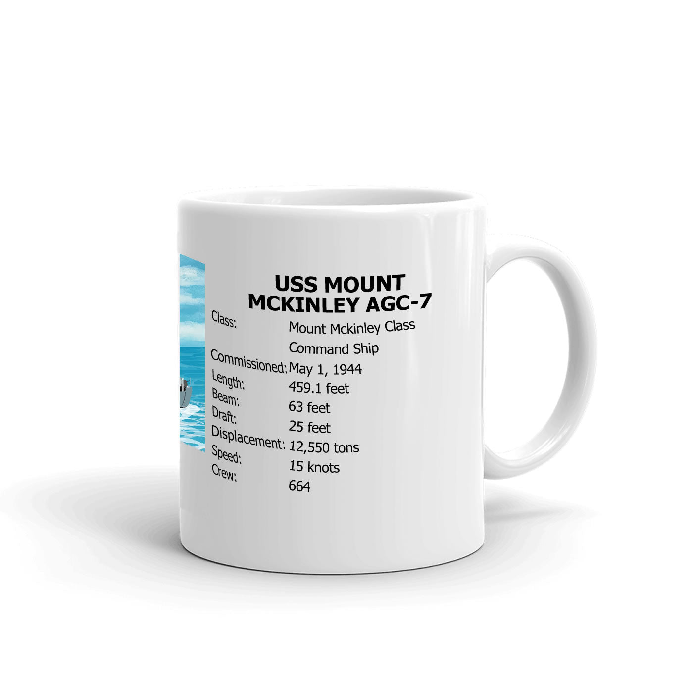 USS Mount Mckinley AGC-7 Coffee Cup Mug Right Handle