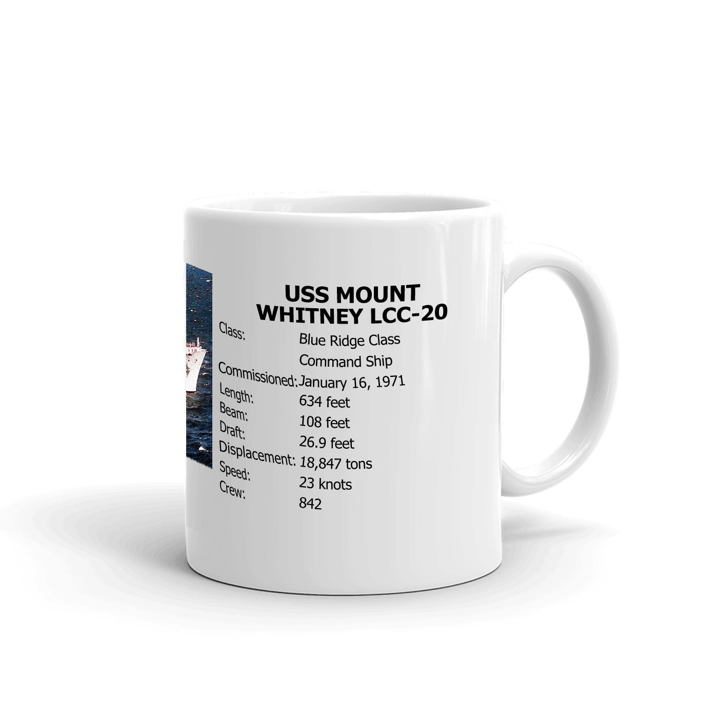 USS Mount Whitney LCC-20 Coffee Cup Mug Right Handle