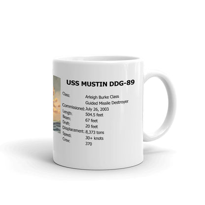 USS Mustin DDG-89 Coffee Cup Mug Right Handle