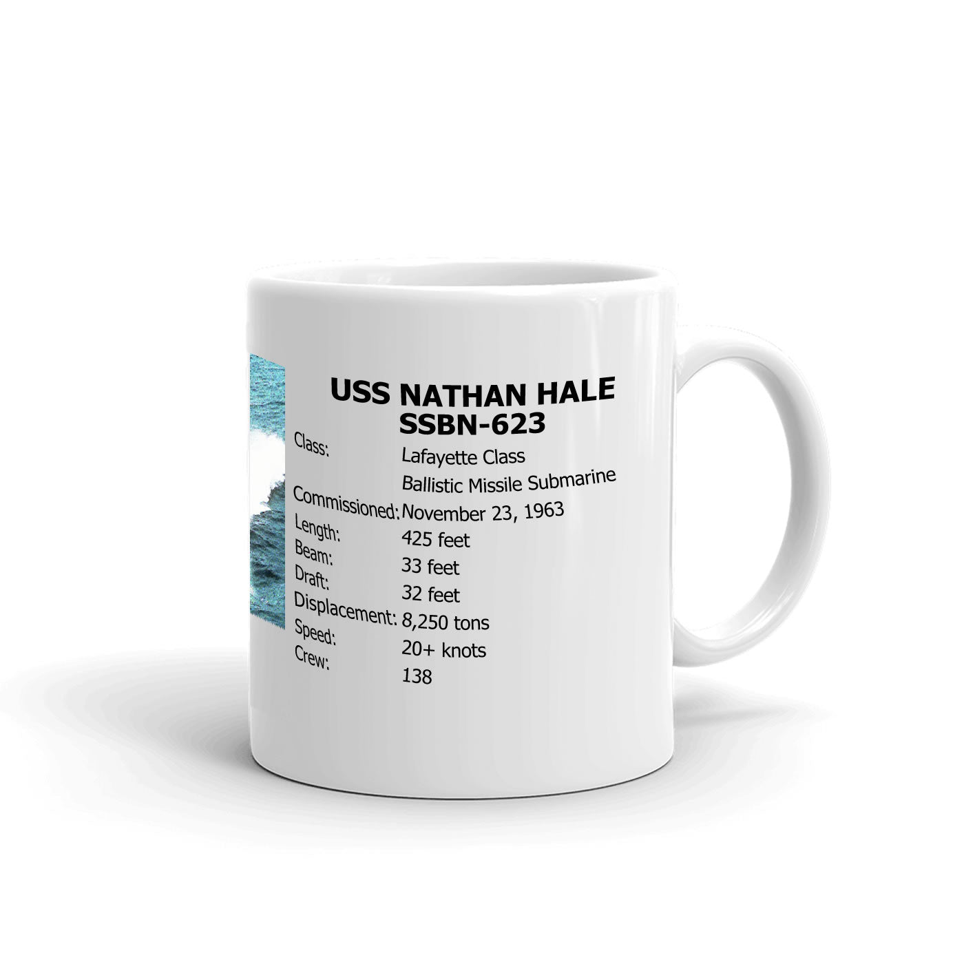 USS Nathan Hale SSBN-623 Coffee Cup Mug Right Handle