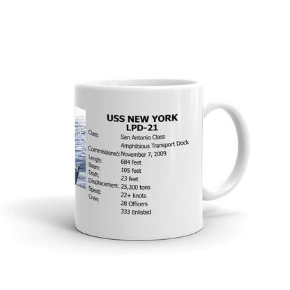 USS New York LPD-21 Coffee Cup Mug Right Handle