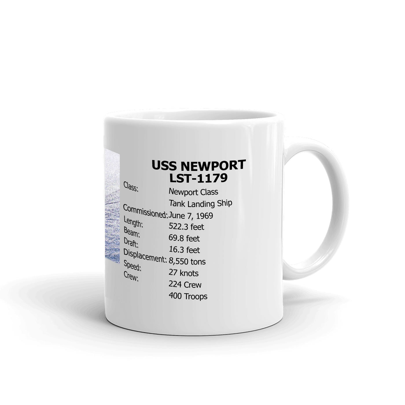 USS Newport LST-1179 Coffee Cup Mug Right Handle