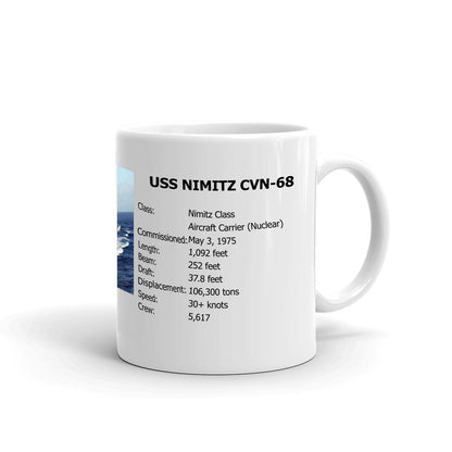 USS Nimitz CVN-68 Coffee Cup Mug Right Handle