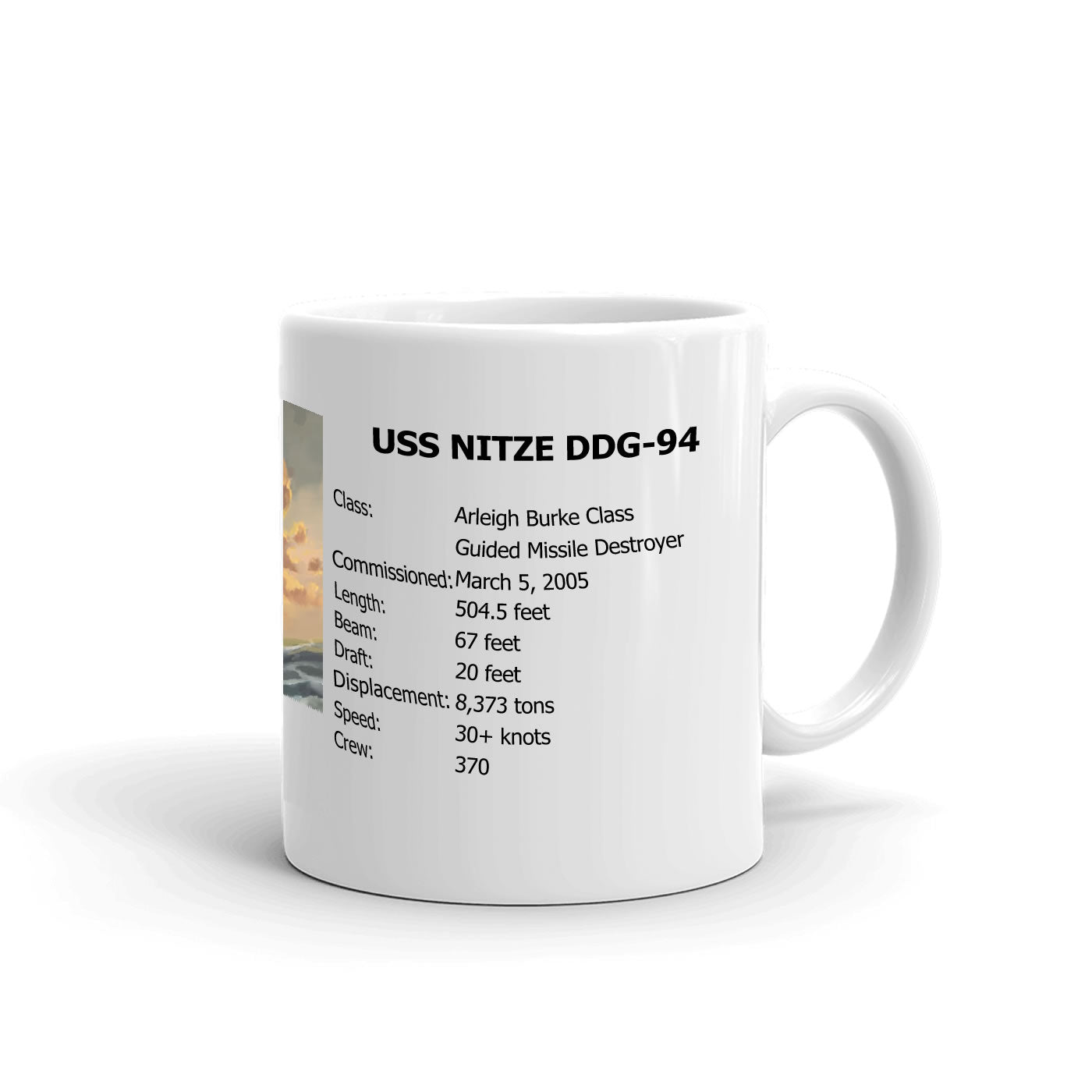 USS Nitze DDG-94 Coffee Cup Mug Right Handle
