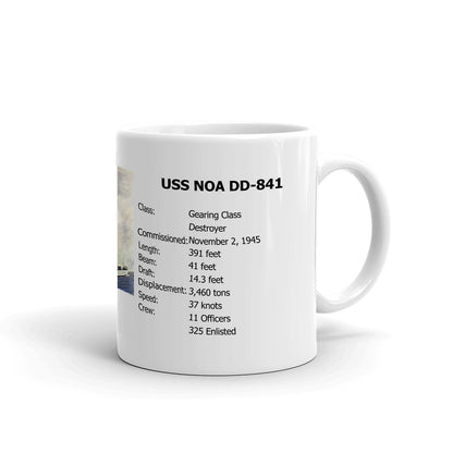 USS Noa DD-841 Coffee Cup Mug Right Handle