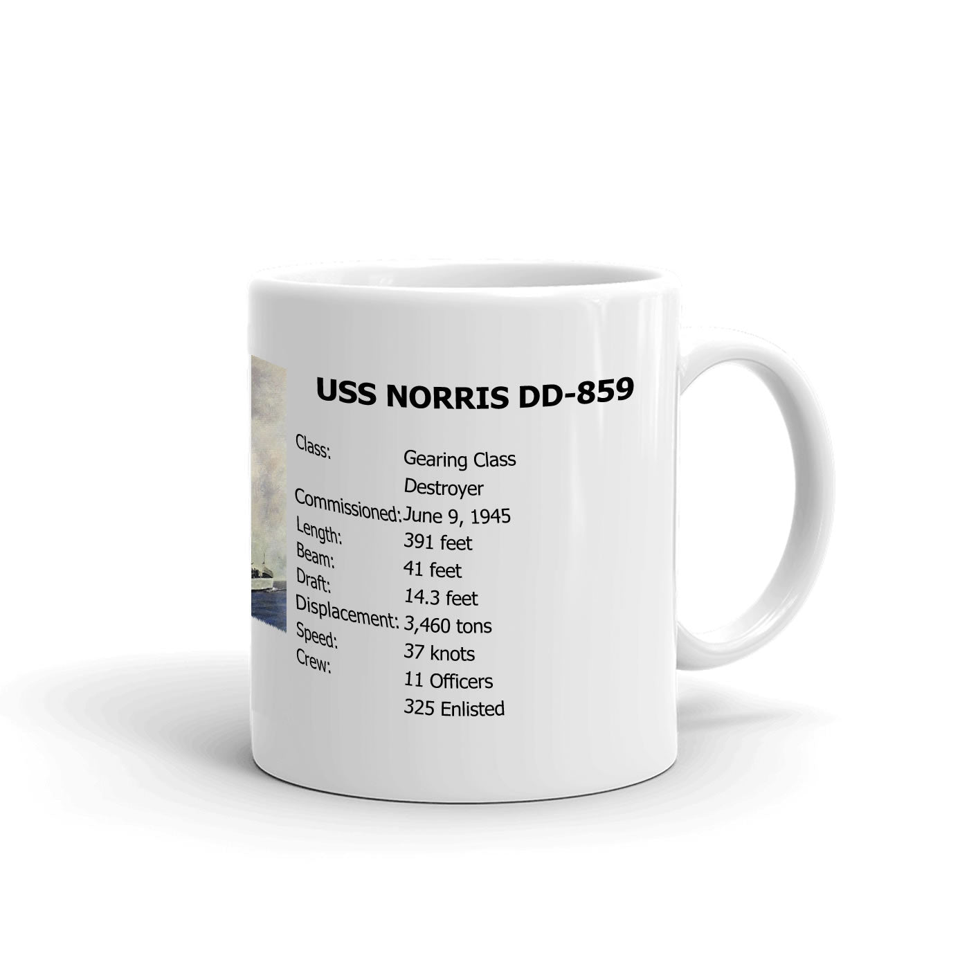 USS Norris DD-859 Coffee Cup Mug Right Handle
