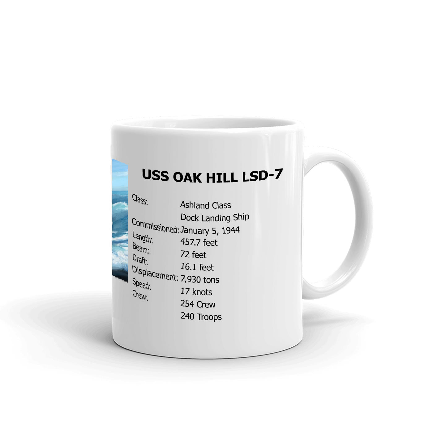USS Oak Hill LSD-7 Coffee Cup Mug Right Handle