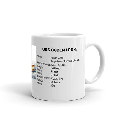 USS Ogden LPD-5 Coffee Cup Mug Right Handle