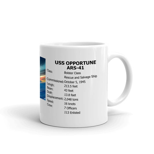 USS Opportune ARS-41 Coffee Cup Mug Right Handle