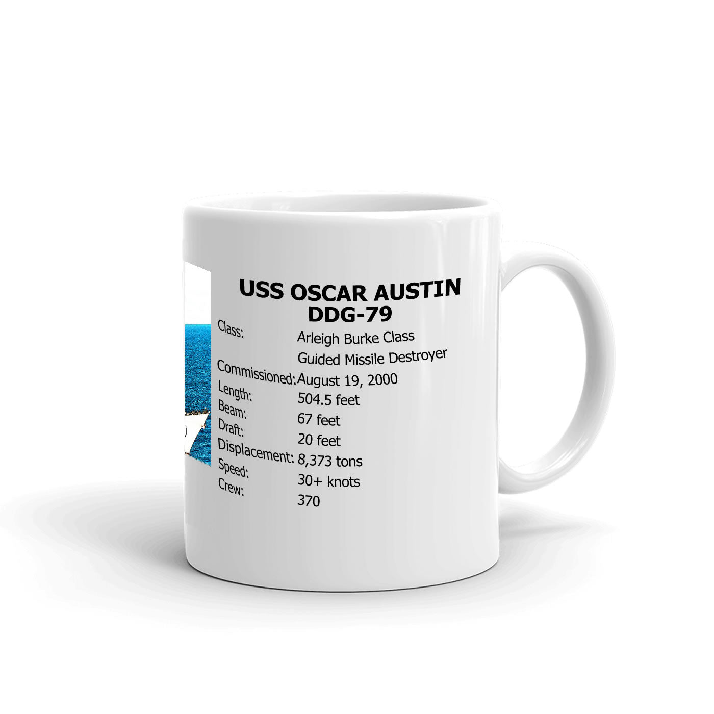 USS Oscar Austin DDG-79 Coffee Cup Mug Right Handle