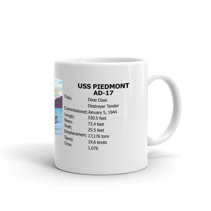 USS Piedmont AD-17 Coffee Cup Mug Right Handle