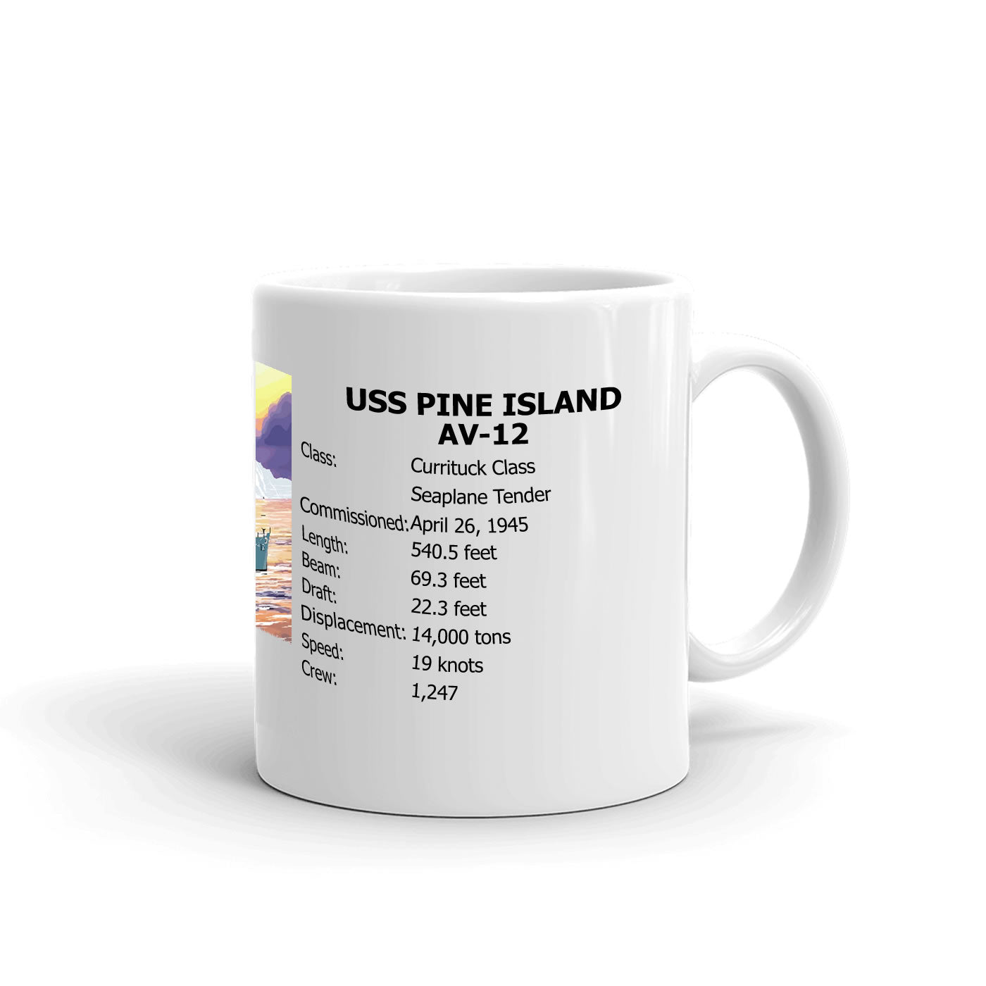 USS Pine Island AV-12 Coffee Cup Mug Right Handle