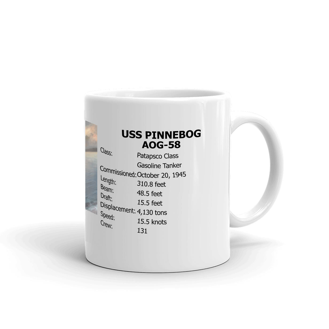 USS Pinnebog AOG-58 Coffee Cup Mug Right Handle
